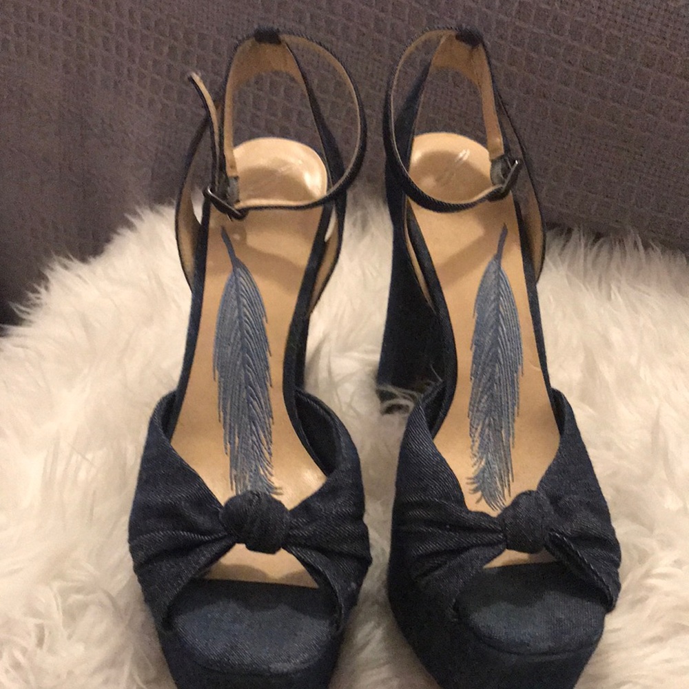 Brian Atwood Denim Heels size 8.5